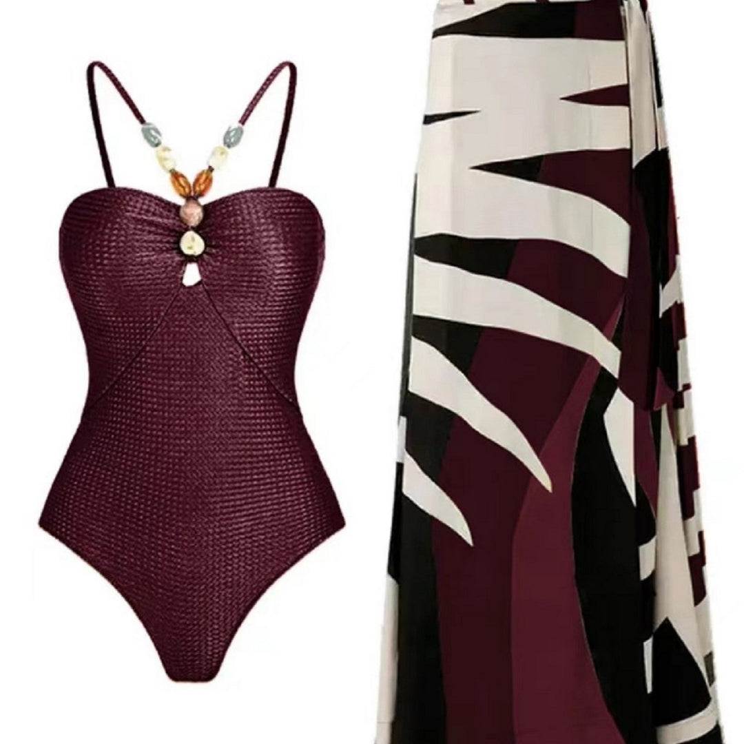 Damen Badeanzug mit trendigem Cut-Out und elegantem Wickelrock Drune