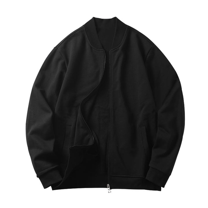 Herren Minimalistische Bomberjacke mit durchgehendem Reißverschluss, geripptem Stehkragen & Eingrifftaschen Drune