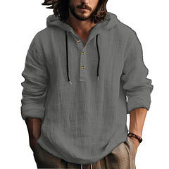 Herren sportlicher Kapuzenpullover mit modischer Knopfleiste und atmungsaktiver Struktur Drune