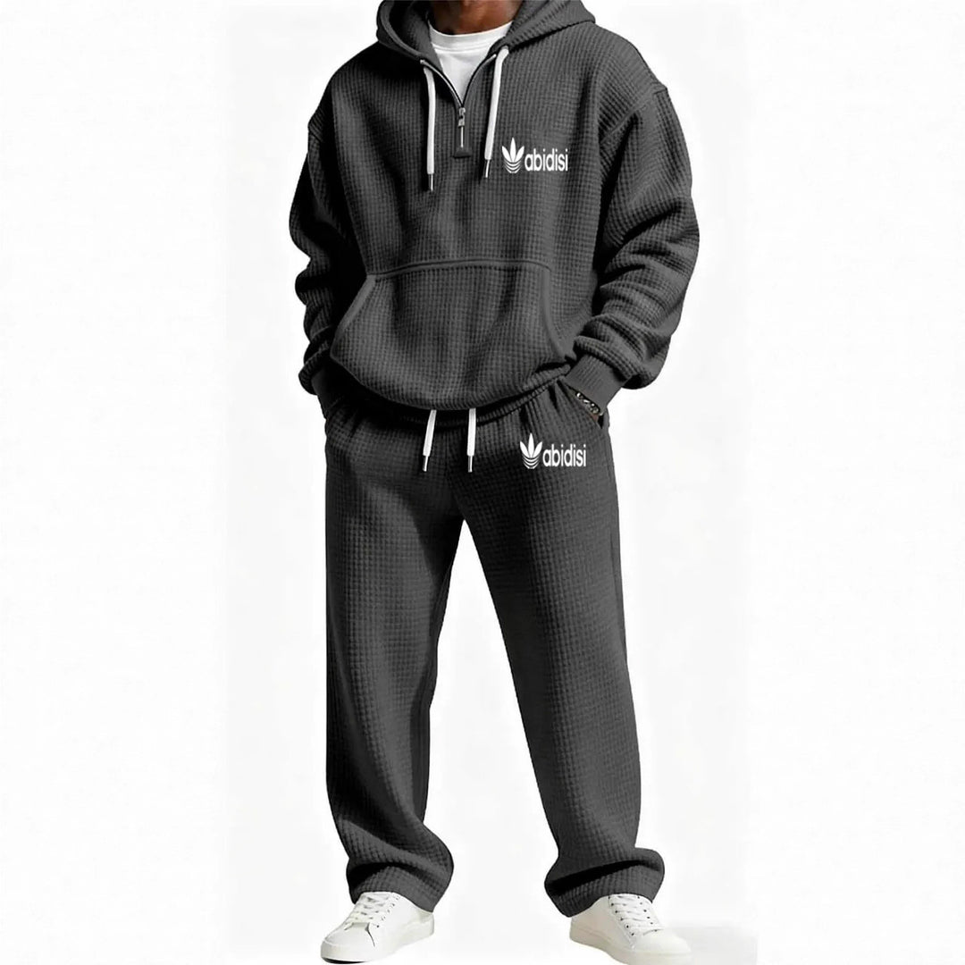 Herren Trendiger Kapuzenpullover mit praktischem Reißverschluss und bequemer Jogginghose Drune