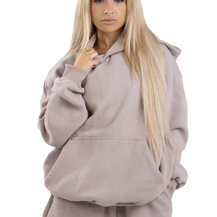 Damen nan oversized Kapuzenpullover mit Kängurutasche und weichem Fleece-Innenfutter Drune