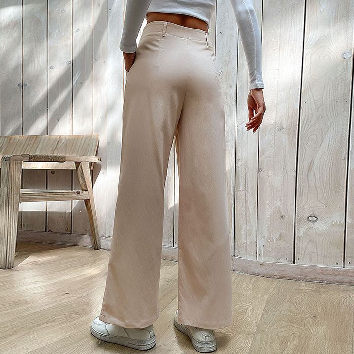 Damen Elegante Hochtaillierte Stoffhose Drune