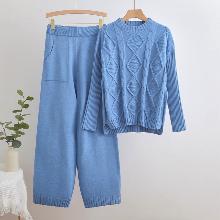 Damen Strick-Set mit Rautenstruktur Drune