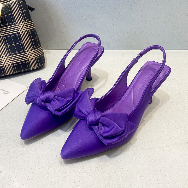 Damen elegante Slingback-Pumps mit modischem Schleifen-Detail und komfortablem Blockabsatz Drune