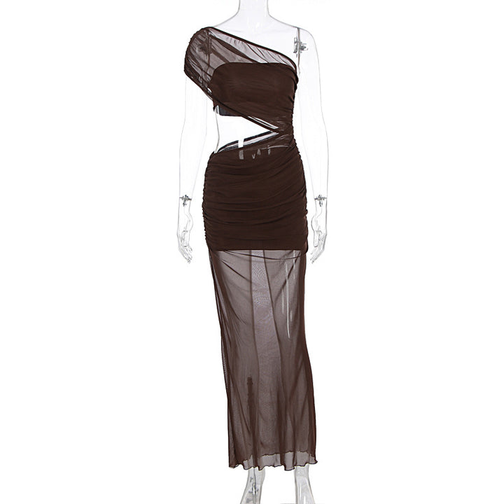 Damen asymmetrisches Wickelkleid mit raffinierten Rüschen und elegantem Schnitt Drune