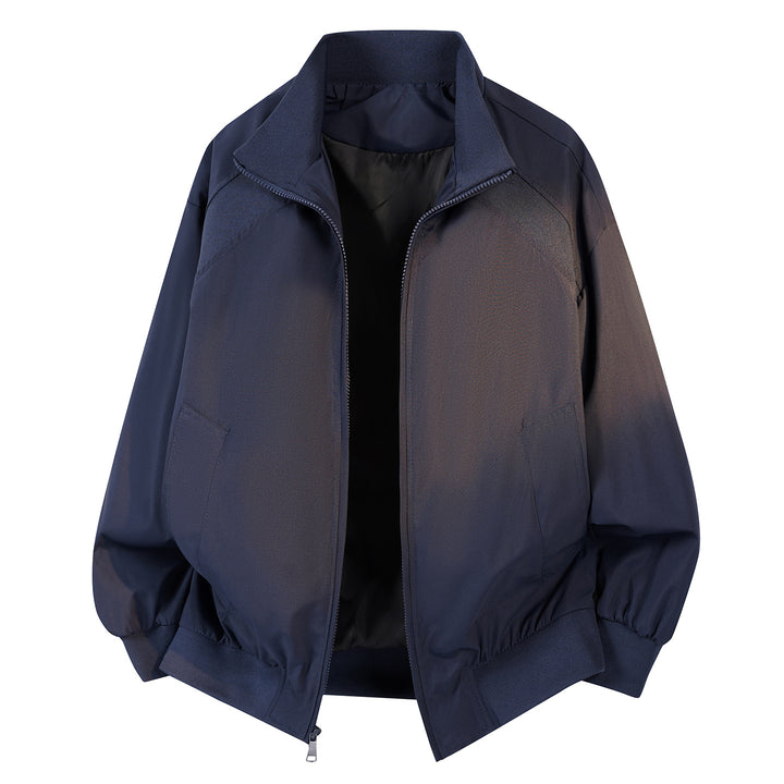 Damen Minimalistische leichte Nylon-Bomberjacke mit Rippkragen, Raglanärmeln & elastischem Saum Drune