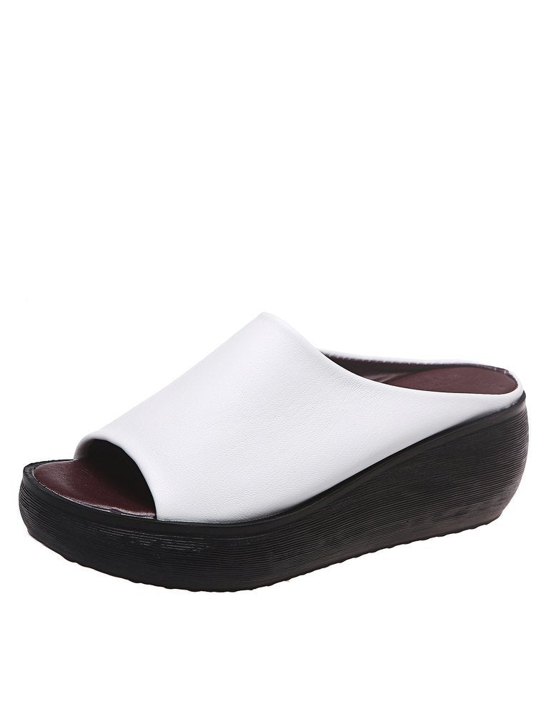 Damen Komfortable Plateau-Sandalen mit weichem Obermaterial und anatomischem Fußbett Drune
