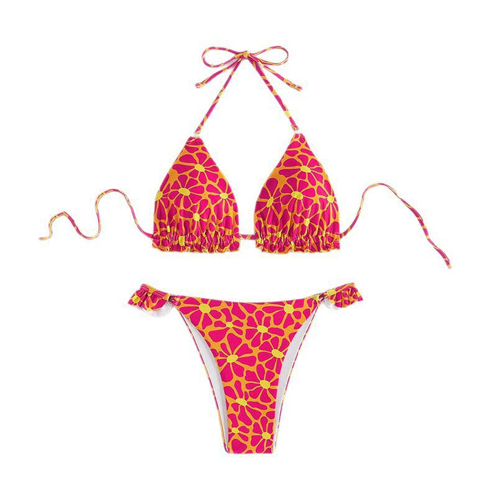 Damen Triangel-Bikini mit verspieltem Blumenmuster Drune