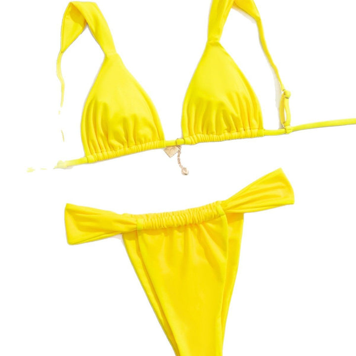 Damen Sportlicher Bikini mit gerafftem Oberteil und hohen Beinausschnitten Drune