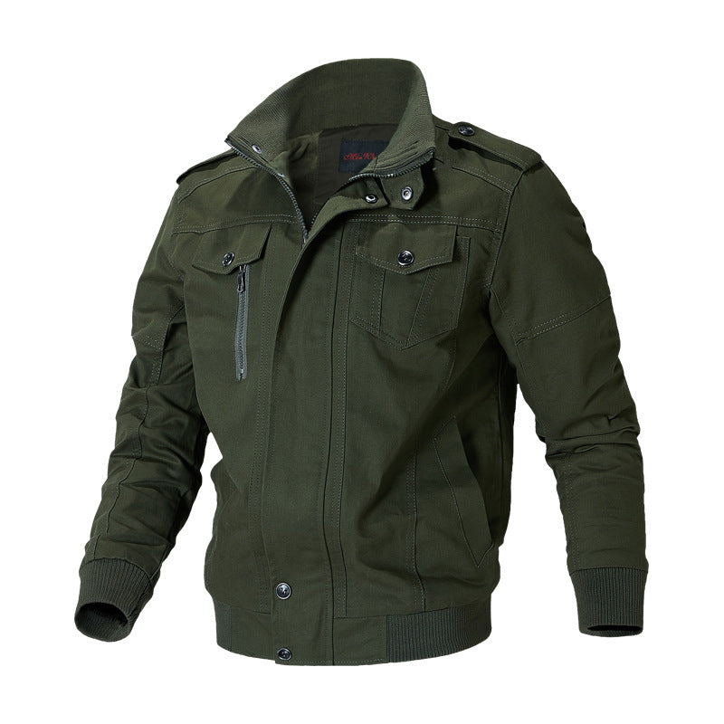 Herren nan robuste Canvas-Bomberjacke im Field-Stil mit Epauletten, verdeckter Druckknopfleiste und funktionalen Taschen Drune
