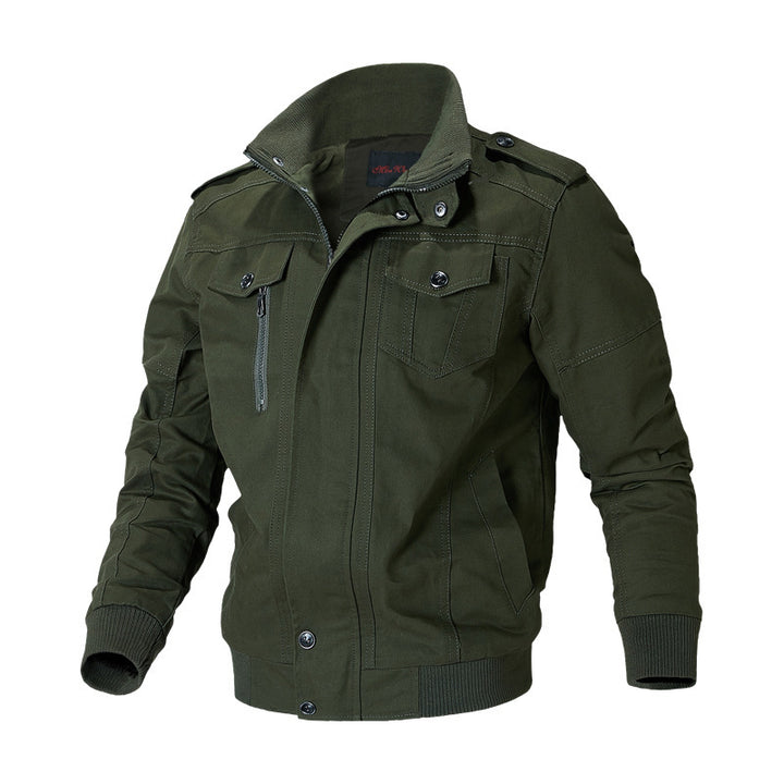 Herren nan robuste Canvas-Bomberjacke im Field-Stil mit Epauletten, verdeckter Druckknopfleiste und funktionalen Taschen Drune