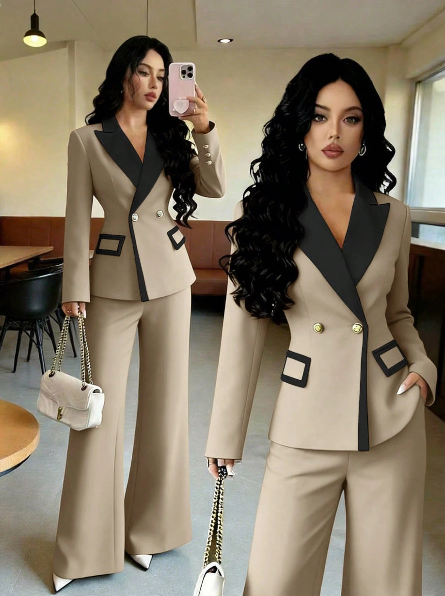 Damen Elegantes Doppelreihiges Blazer-Set Drune