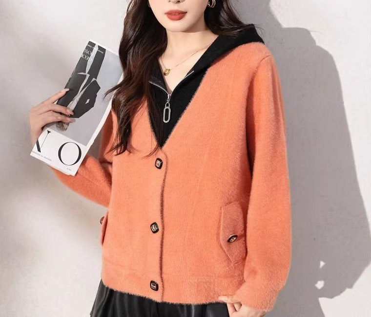 Damen kuschelige Strickjacke mit edlen Knopfdetails Drune