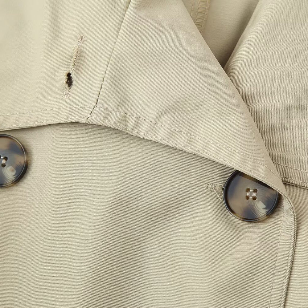 Damen Kurz-Trenchjacke im Boxy-Schnitt mit Doppelreihe und Taillengürtel Drune