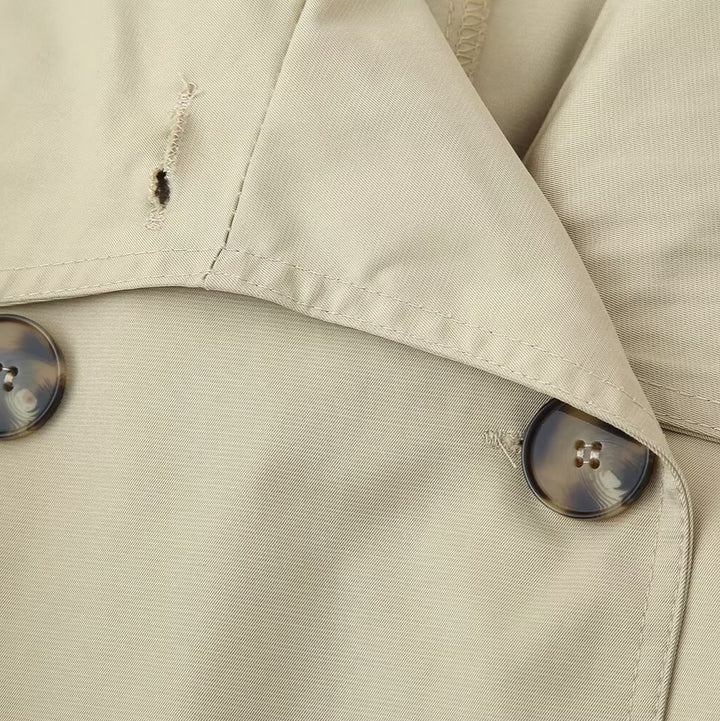 Damen Kurz-Trenchjacke im Boxy-Schnitt mit Doppelreihe und Taillengürtel Drune