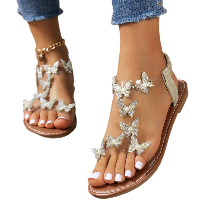 Damen Zehentrenner Sandalen mit funkelnden Schmetterlings-Applikationen Drune