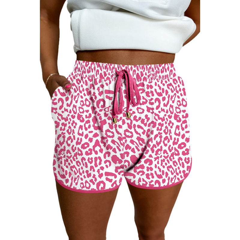 Damen Freizeit-Shorts mit modischem Leopardenmuster und elastischem Bund Drune