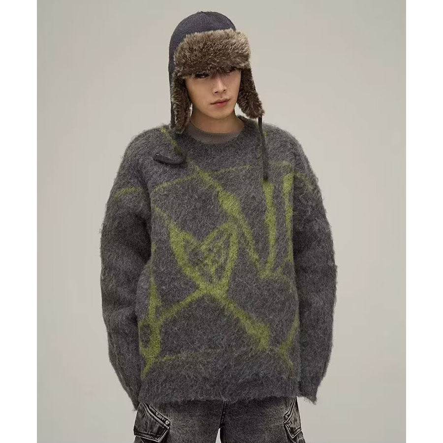 Herren Modischer Oversized Pullover mit einzigartigem Muster Drune