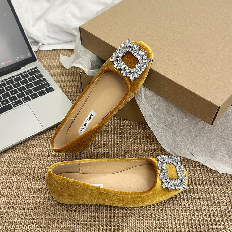 Damen raffinierte Ballerinas mit funkelndem Schmuckdetail und flexiblem Fußbett Drune
