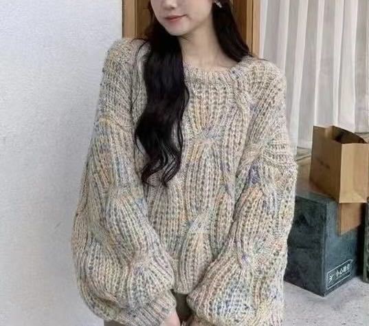 Damen Grobstrickpullover mit voluminösen Ärmeln und strukturiertem Design Drune