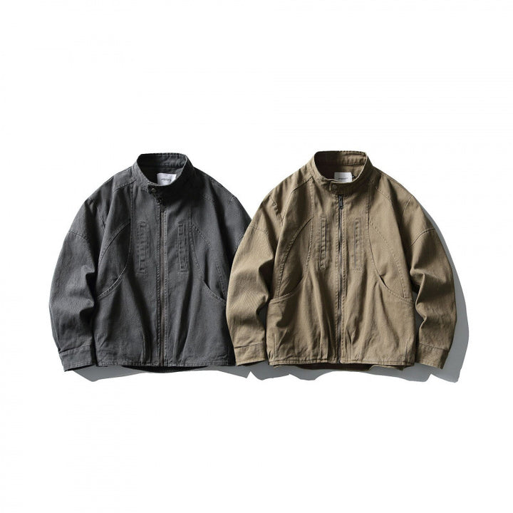 Herren Leichte Worker-Jacke aus Stonewashed-Baumwollmix mit Stehkragen Drune