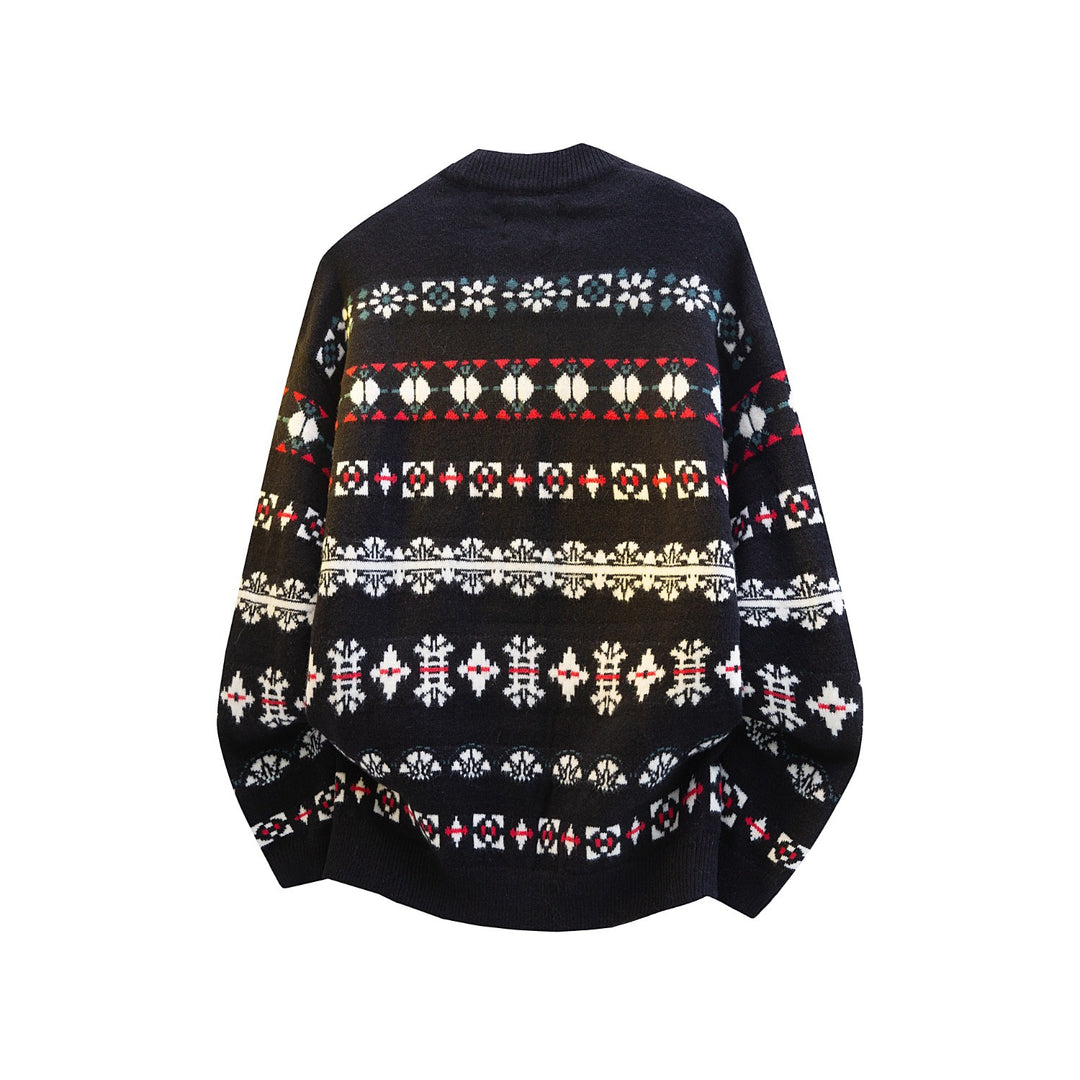 Damen Norwegermuster Strickcardigan mit Knopfleiste und Oversize-Schnitt Drune