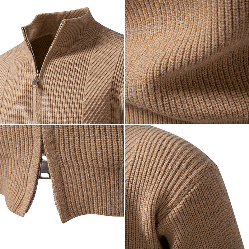 Herren modische Strickjacke mit Stehkragen und durchgehendem Reißverschluss Drune