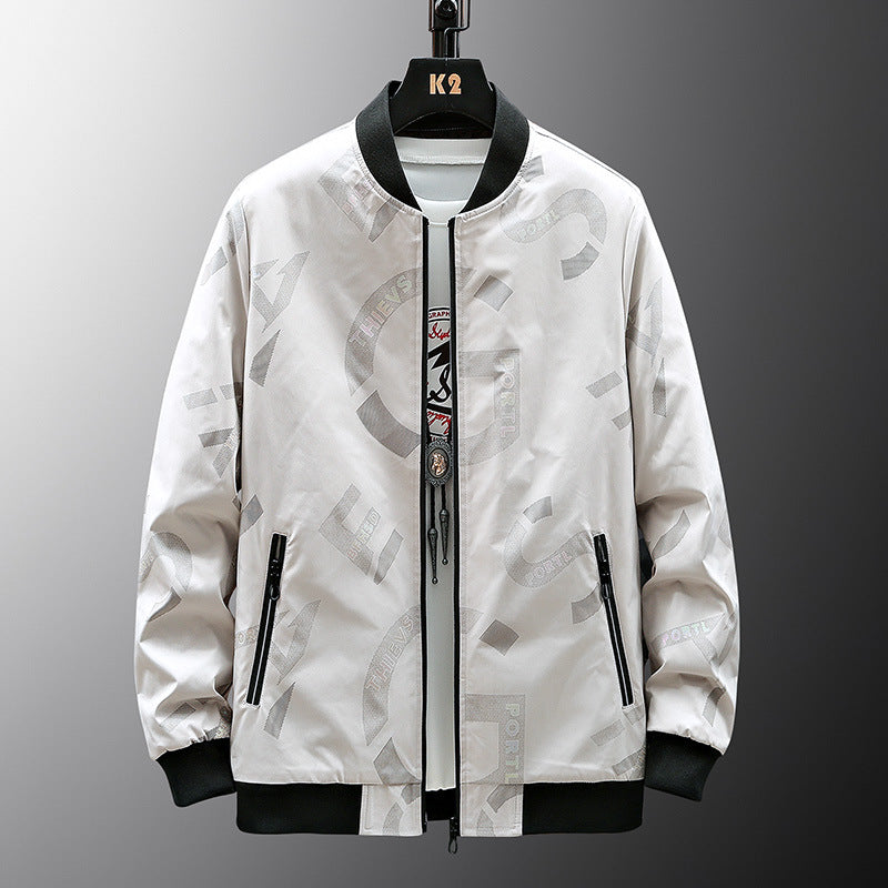 Herren Modische Bomberjacke mit Schriftzügen Drune