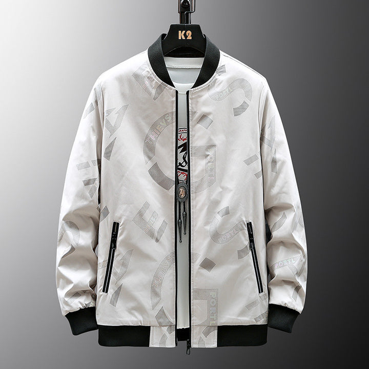 Herren Modische Bomberjacke mit Schriftzügen Drune