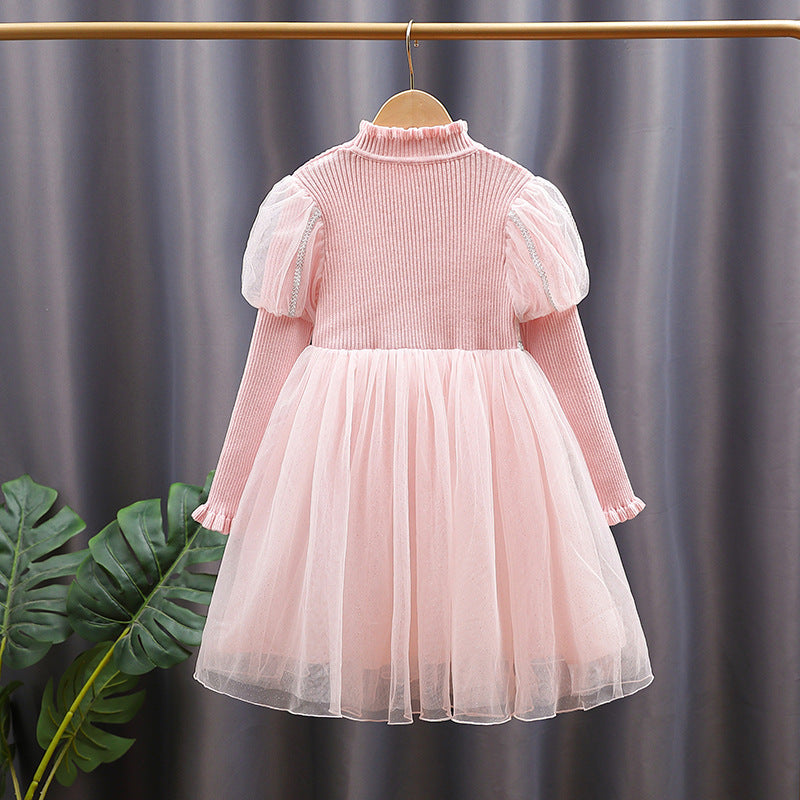 Mädchen festliches Tüllkleid mit glitzernden Applikationen und Rüschen Drune
