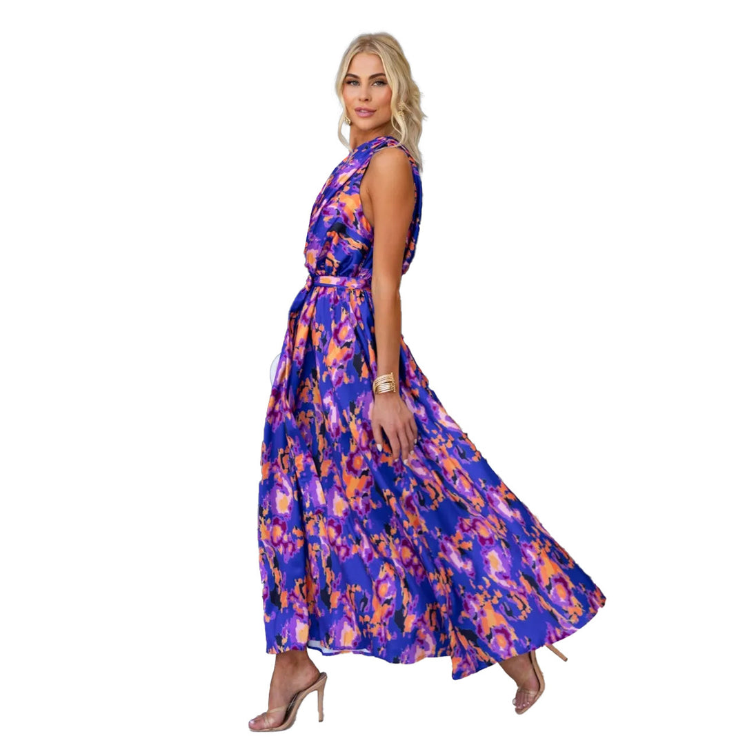 Damen Abendkleid mit asymmetrischem Trägerdesign und elegantem Taillengürtel Drune