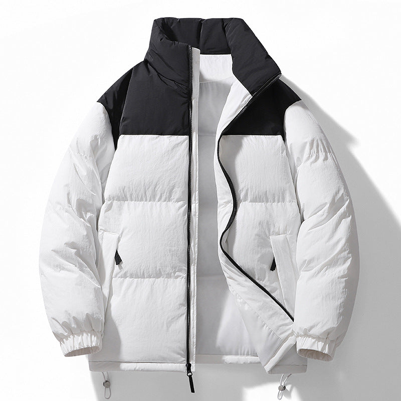 Herren gesteppte Thermo-Steppjacke mit hohem Stehkragen, Zwei-Wege-Reißverschluss und Kordelzugsaum Drune