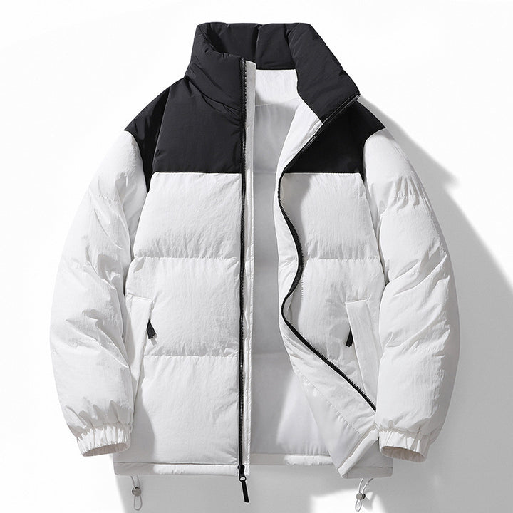 Herren gesteppte Thermo-Steppjacke mit hohem Stehkragen, Zwei-Wege-Reißverschluss und Kordelzugsaum Drune