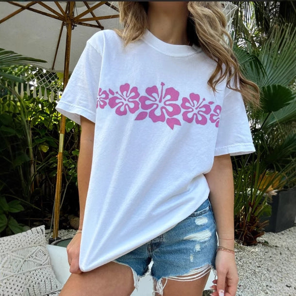 Damen T-Shirt mit floralem Grafikdruck Drune