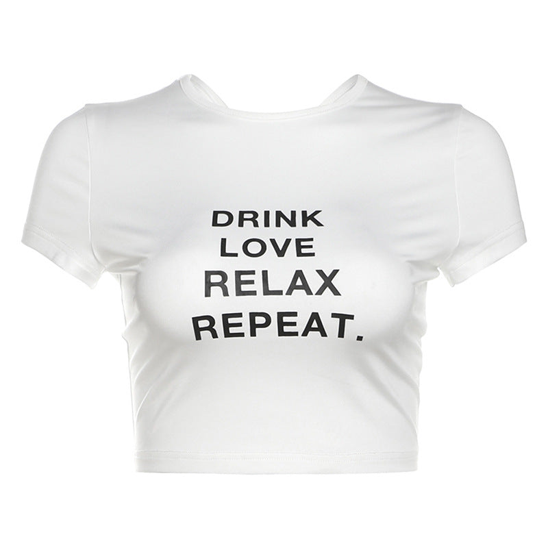 Damen cropped T-Shirt mit Motivdruck Drune