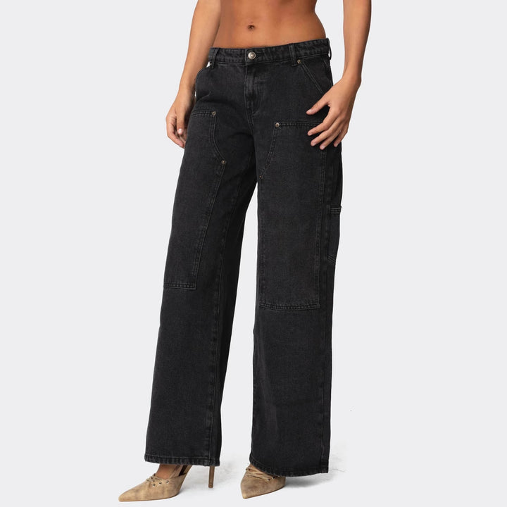 Damen weite Jeans mit praktischen Taschen Drune