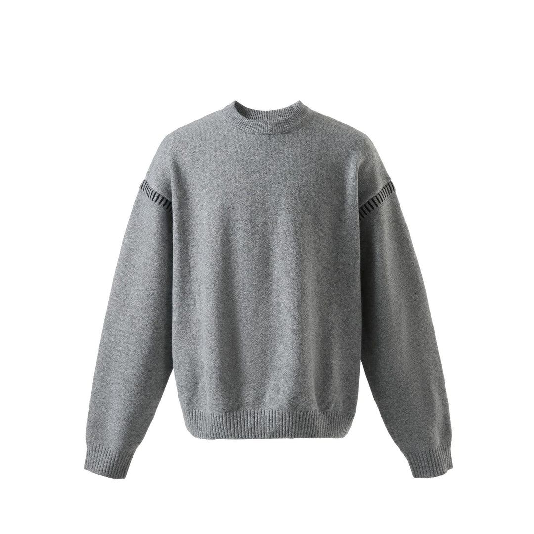 Damen Weicher Oversize Wollmix-Pullover mit Rundhalsausschnitt und dekorativer Schulternaht Drune