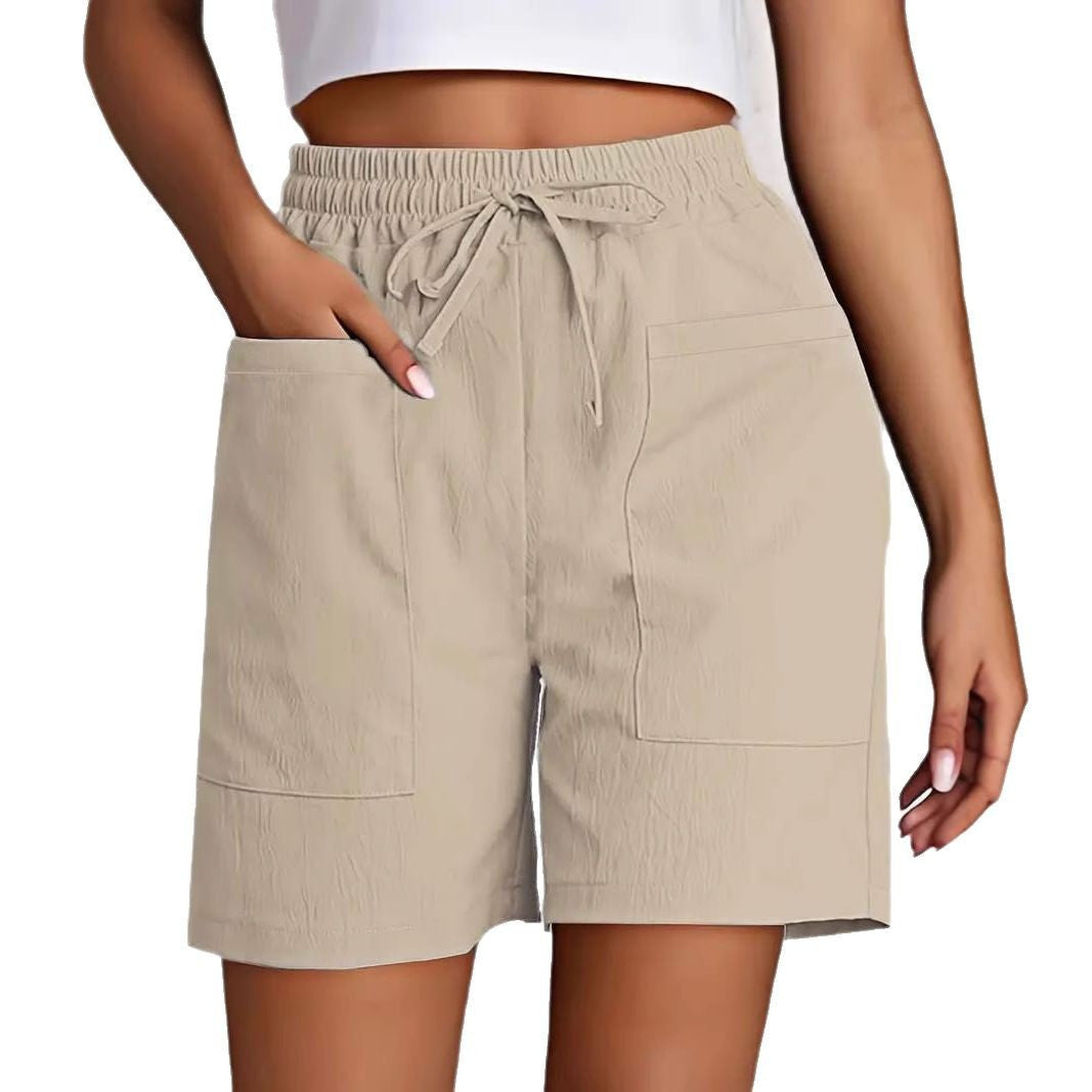 Damen entspannte Shorts mit breitem Gummibund und praktischen Taschen Drune
