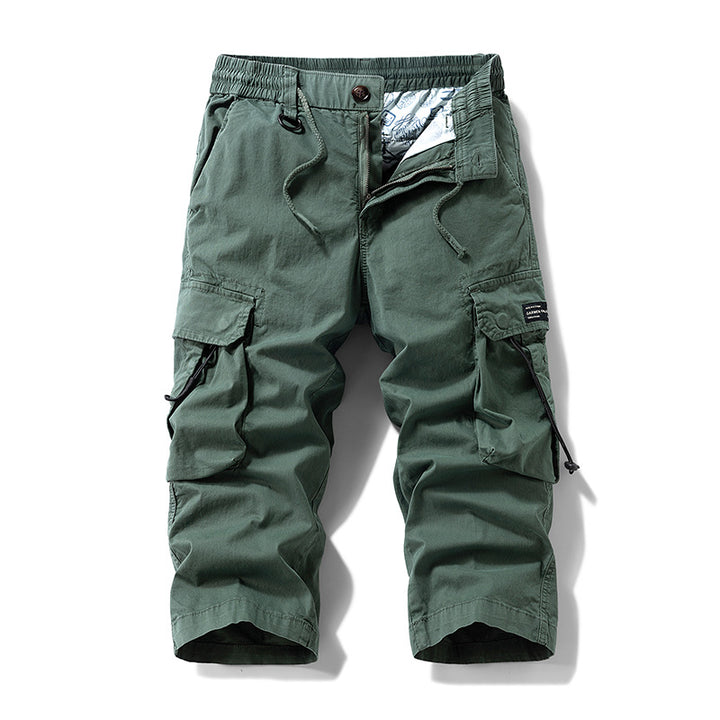 Herren knielange Cargo-Hose mit elastischem Komfortbund, Tunnelzug und Multifachtaschen Drune