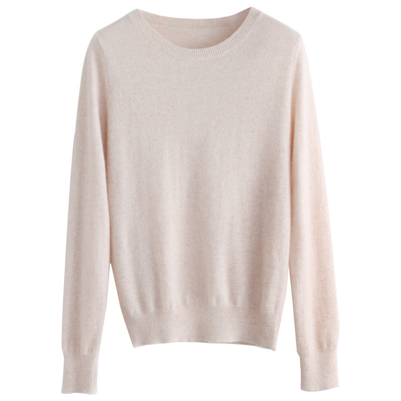 Damen Kurzgeschnittener Feinstrickpullover mit Rundhalsausschnitt und geripptem Bund Drune