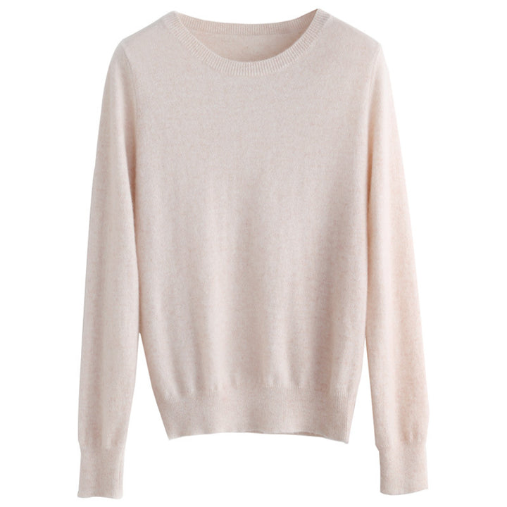 Damen Kurzgeschnittener Feinstrickpullover mit Rundhalsausschnitt und geripptem Bund Drune