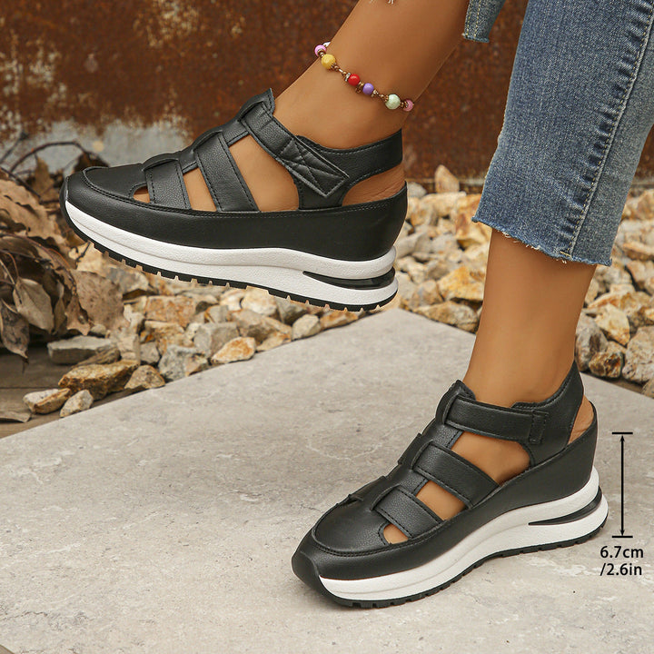 Damen bequeme Plattform-Sandalen mit atmungsaktiver Obermaterialstruktur und verstellbarem Riemendesign Drune