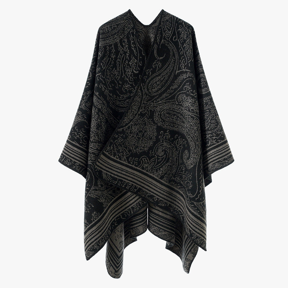 Damen Jacquardponcho mit Paisley‑Jacquard und kimonoähnlicher Oversize‑Silhouette Drune