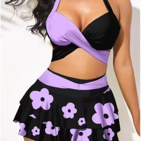 Damen Tankini-Set mit verstellbaren Trägern und schwingendem Rock Drune