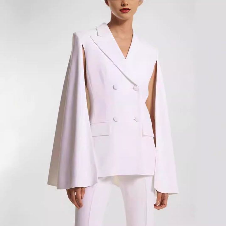 Damen Doppelreihiger Blazer mit Cape-Ärmeln und taillierter Silhouette Drune