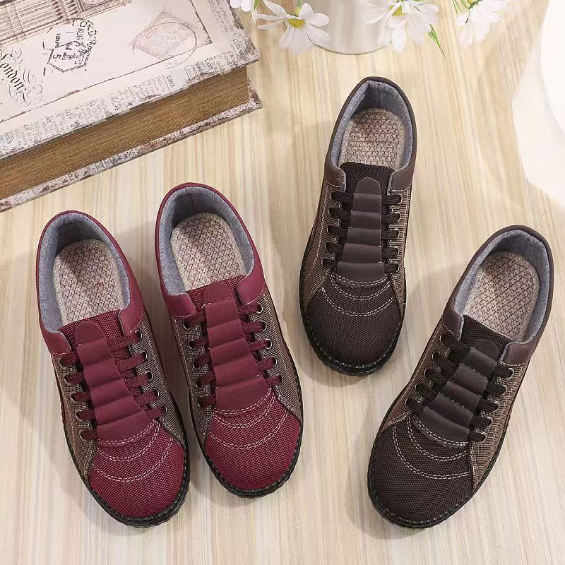 Damen modische Freizeit-Sneaker mit elastischen Schnürsenkeln Drune