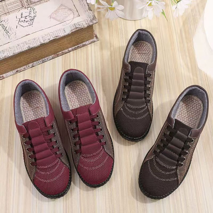 Damen modische Freizeit-Sneaker mit elastischen Schnürsenkeln Drune