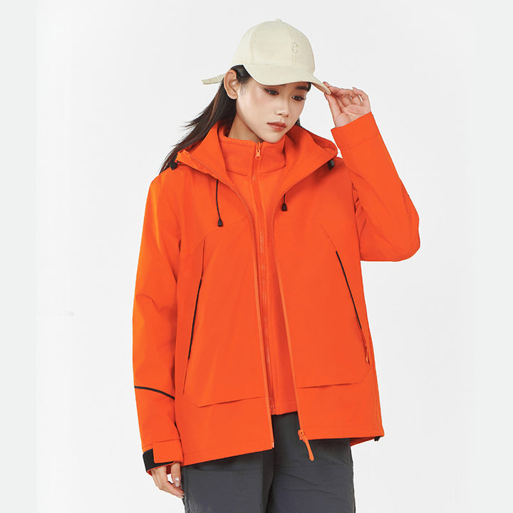Damen Leichte wind- und wasserabweisende Softshell-Trekkingjacke mit verstellbarer Kapuze Drune