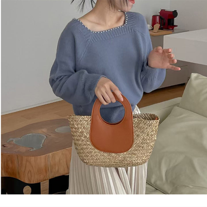 Damen lässiger Pullover mit elegantem Perlenkragen Drune