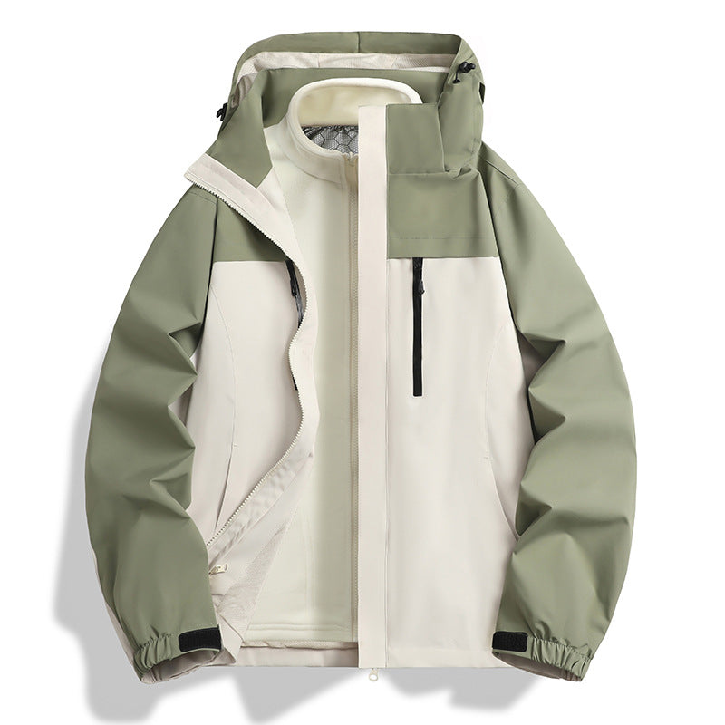 Herren Zwei-in-eins Softshell-Hybridjacke mit abnehmbarer Fleece-Innenjacke und wasserabweisender Membran Drune